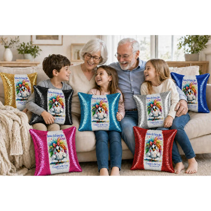 Family with Croppin' in the Coop sequin pillows