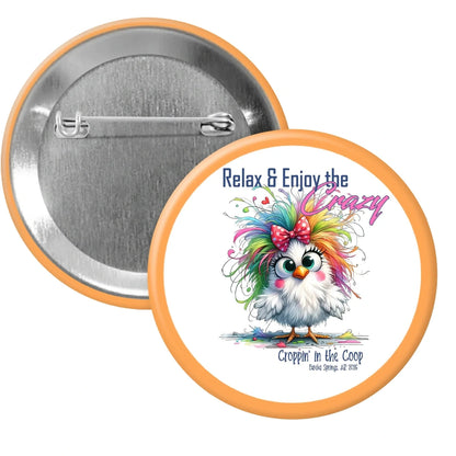 Croppin' in the Coop orange button