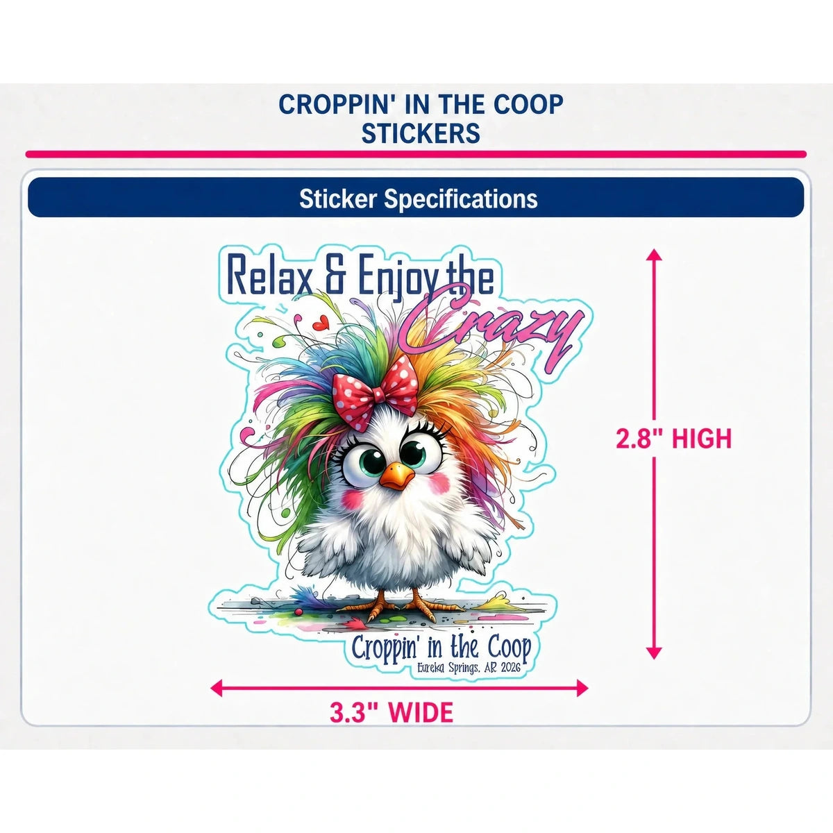 Croppin' in the Coop sticker specifications
