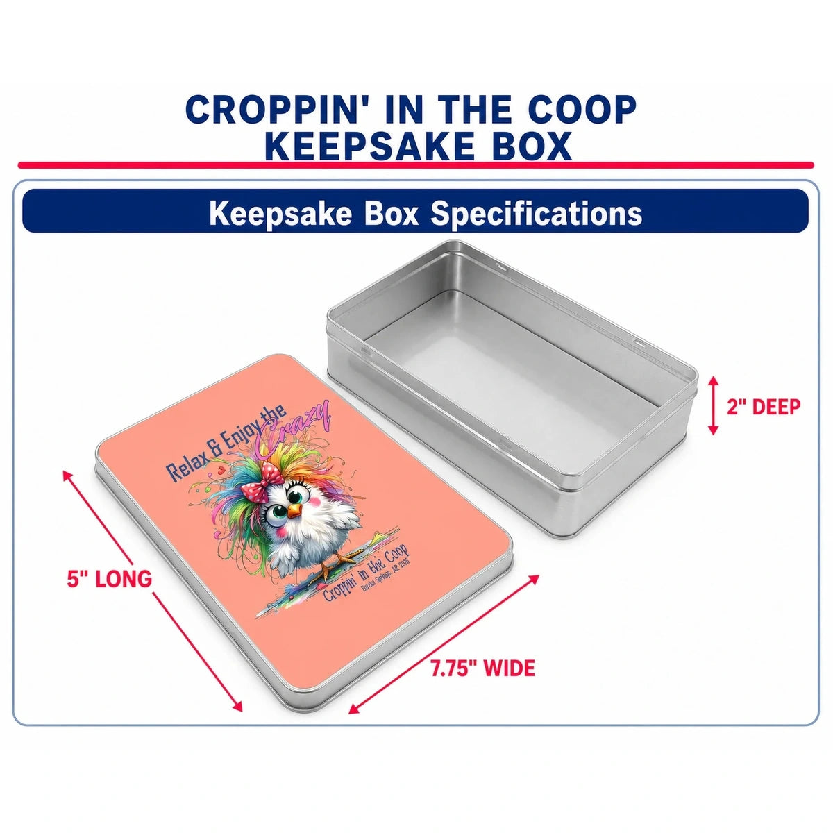 Croppin' in the Coop keepsake tin case specifications