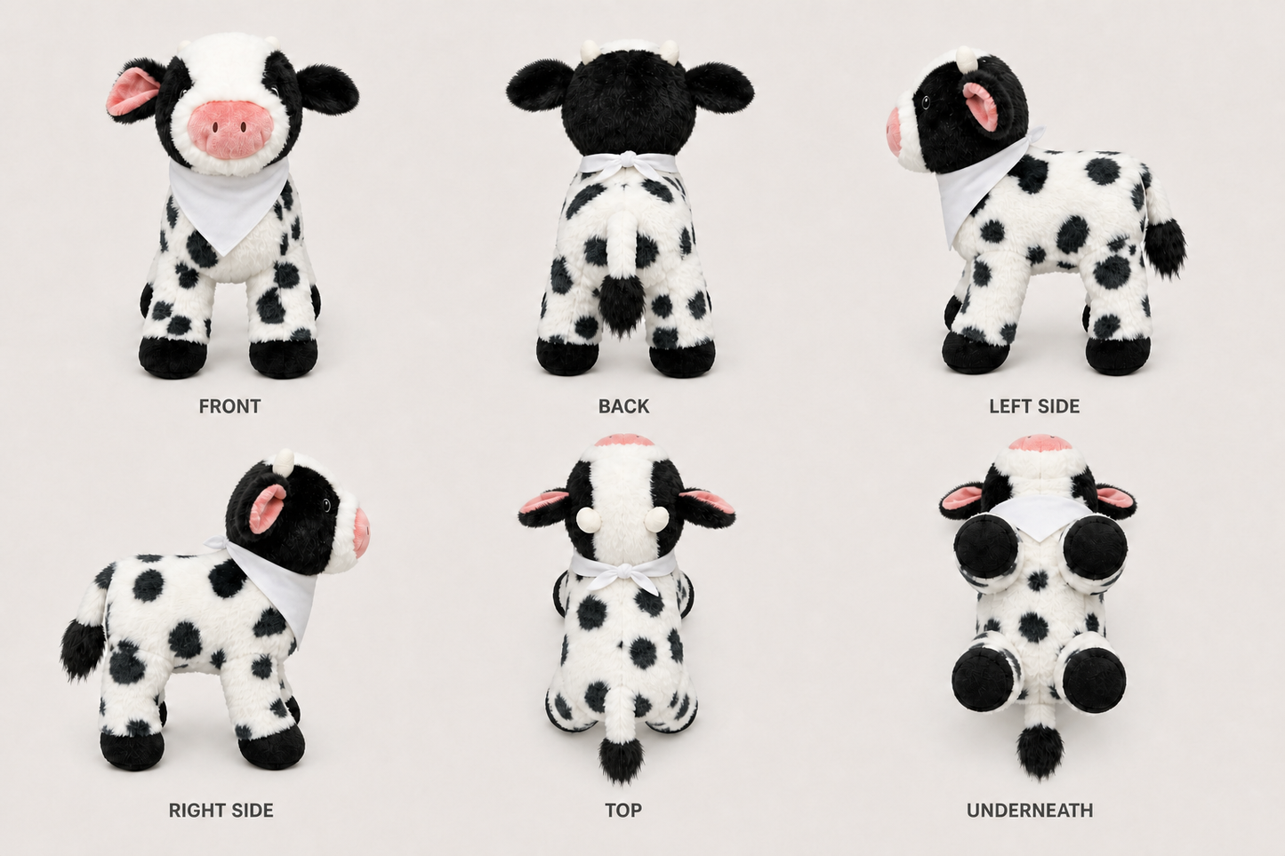 Casandra the Cow shown from six views