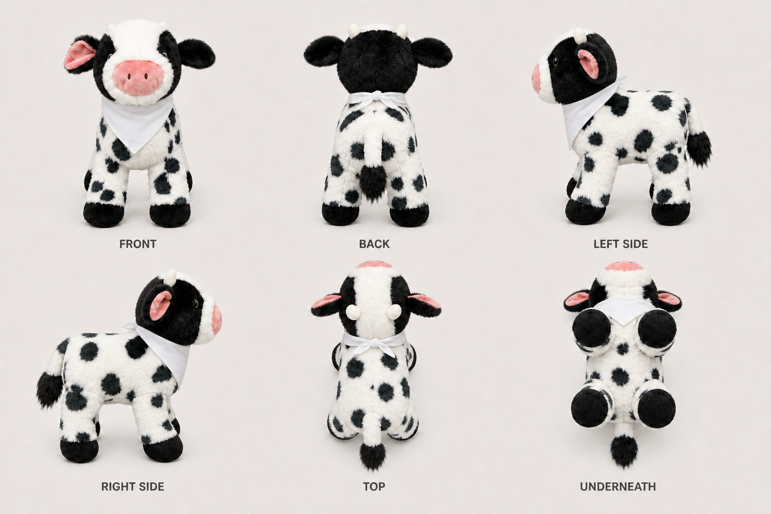 Casandra the Cow shown from six views